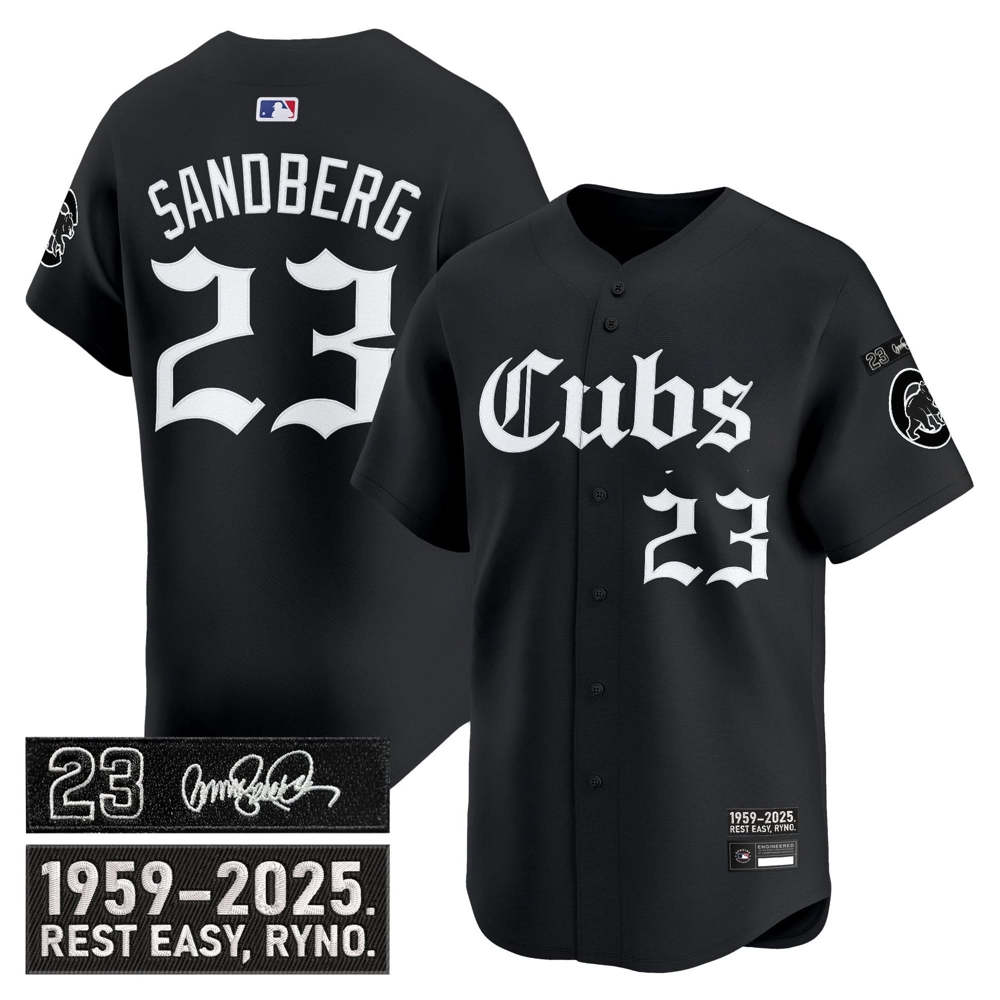 Men's Chicago Cubs 'Ryne Sandberg Tribute' Vapor Premier Limited Jersey - Gothic Edition - All Stitched