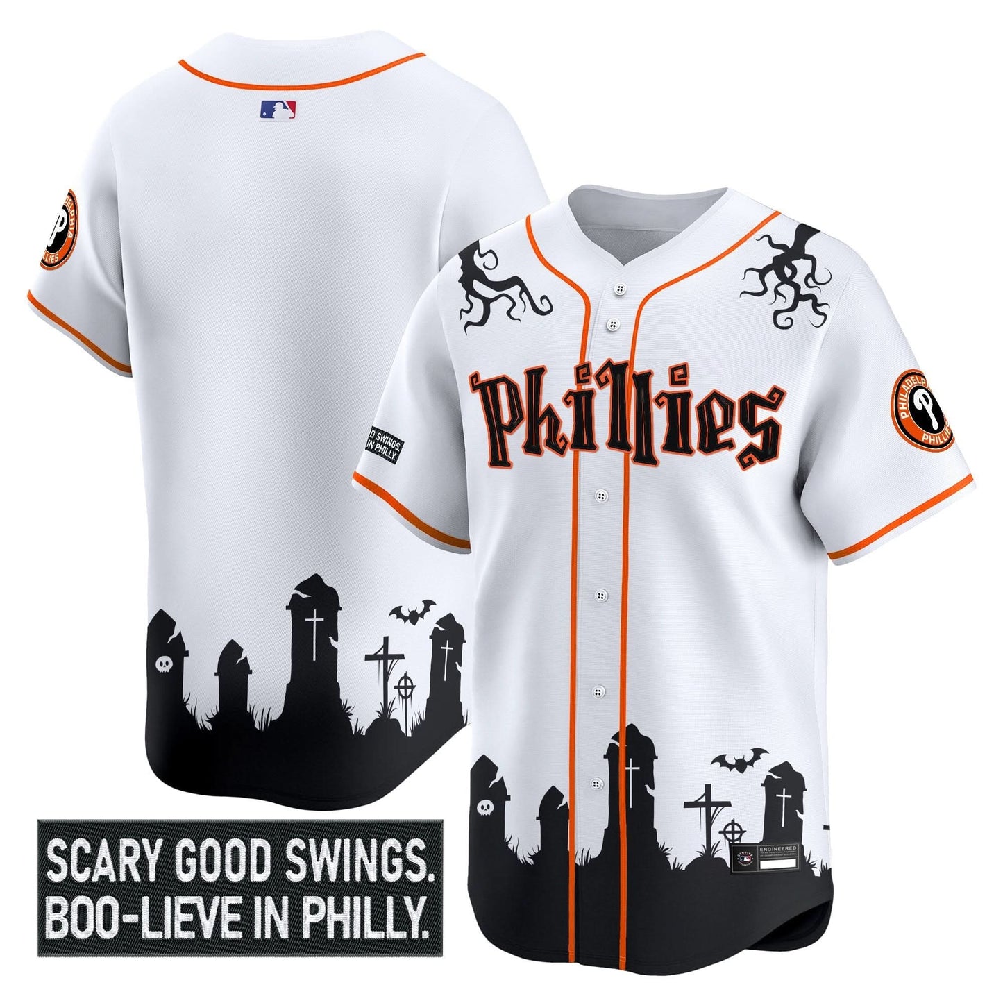 Men's Philadelphia Phillies 'Halloween Spooky Edition' Premier Limited Jersey - Stitched