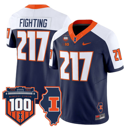 Men's Illinois Fighting Illini 100th Memorial Stadium Patch Vapor Limited Jersey - All Stitched