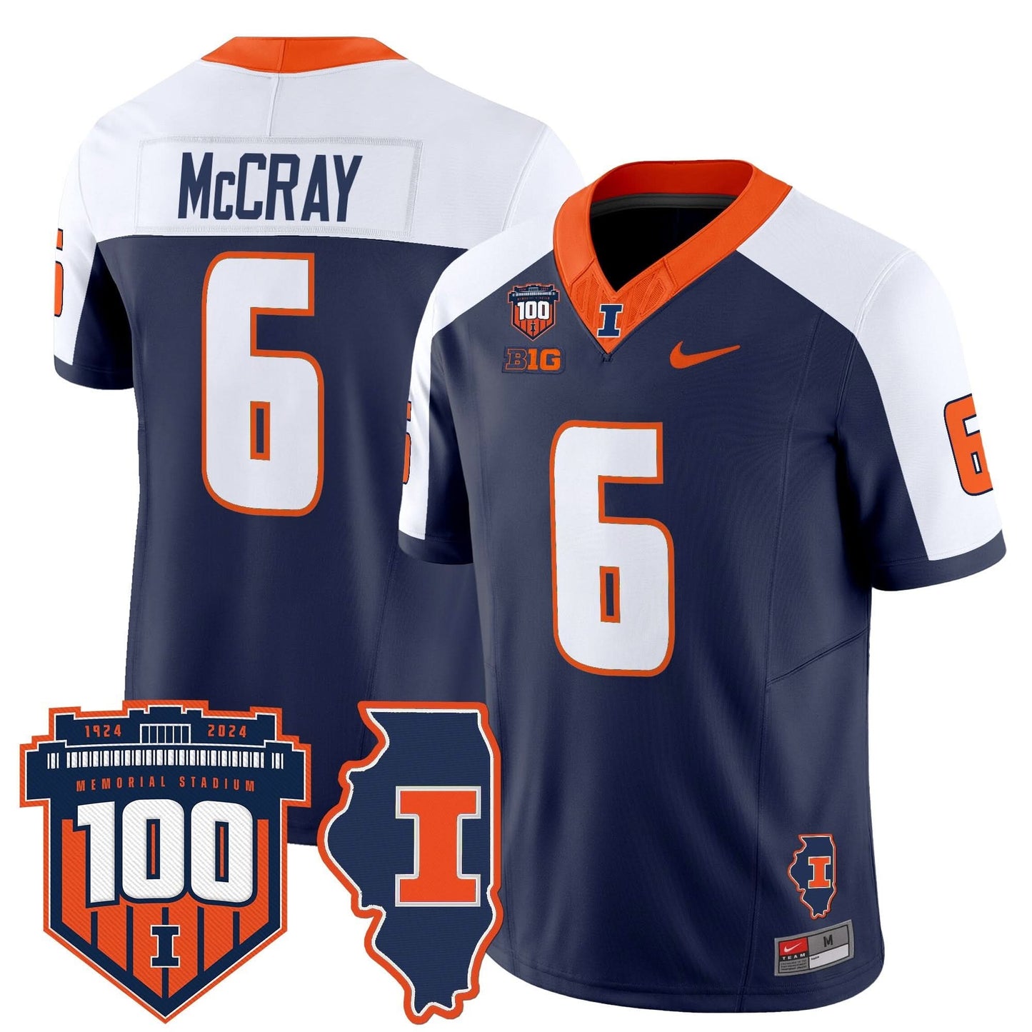 Men's Illinois Fighting Illini 100th Memorial Stadium Patch Vapor Limited Jersey - All Stitched