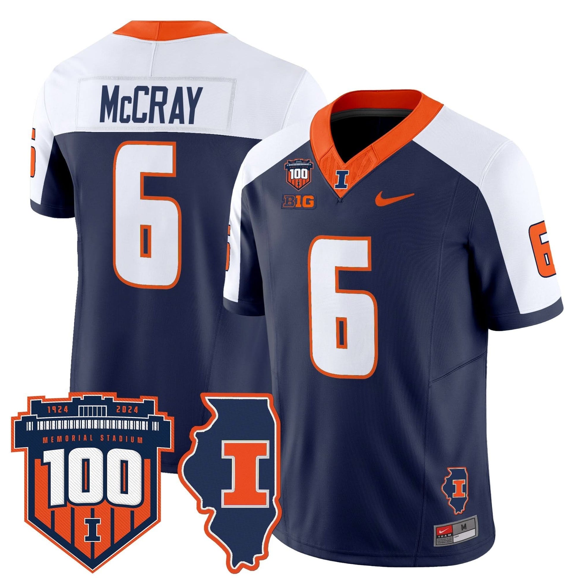 Men's Illinois Fighting Illini 100th Memorial Stadium Patch Vapor Limited Jersey - All Stitched