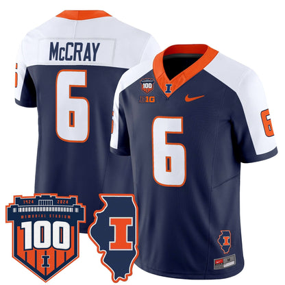 Men's Illinois Fighting Illini 100th Memorial Stadium Patch Vapor Limited Jersey - All Stitched