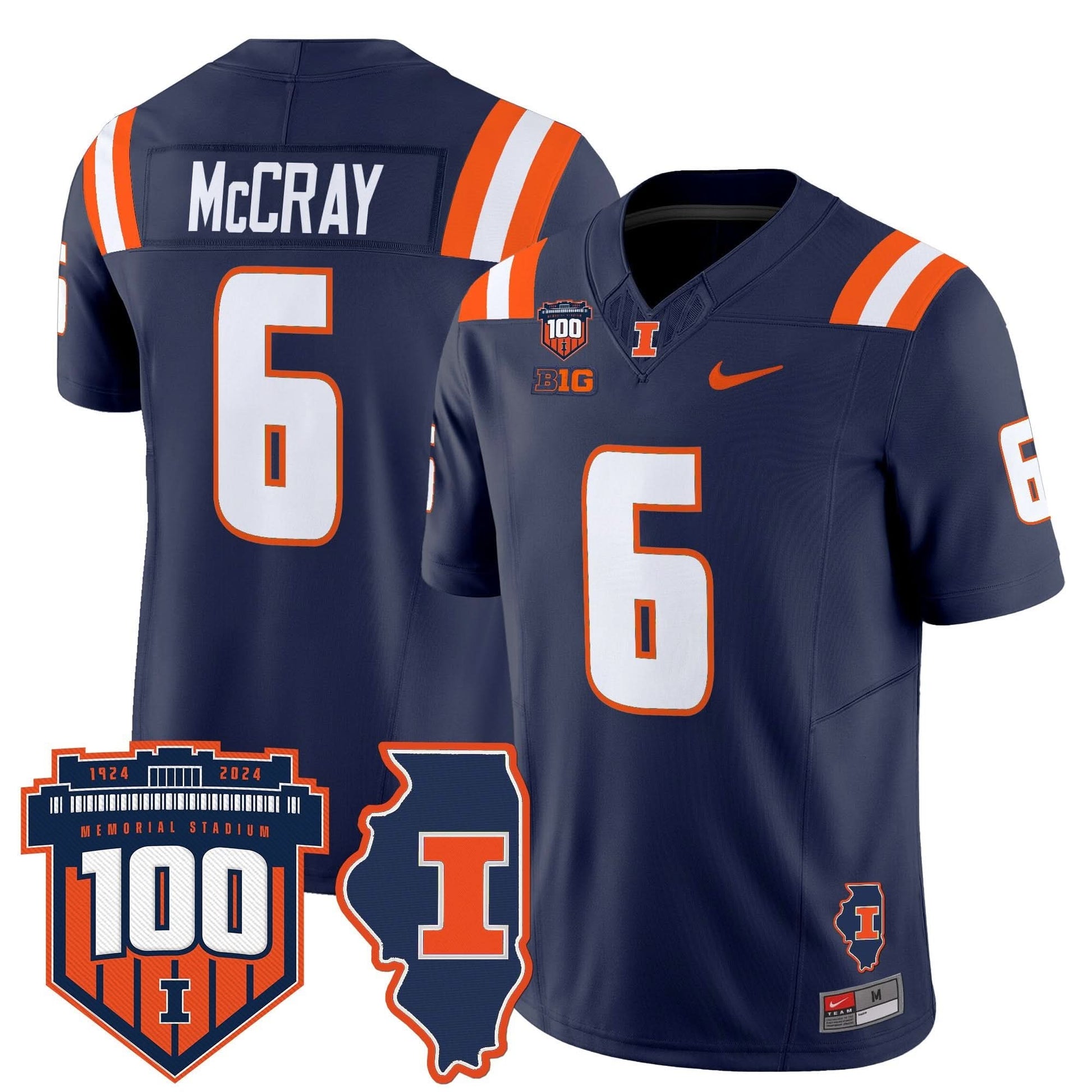 Men's Illinois Fighting Illini 100th Memorial Stadium Patch Vapor Limited Jersey - All Stitched