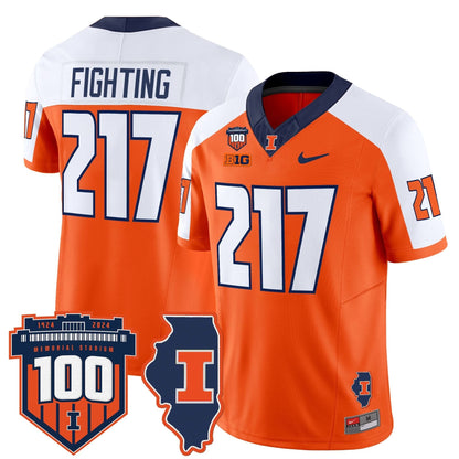 Men's Illinois Fighting Illini 100th Memorial Stadium Patch Vapor Limited Jersey - All Stitched