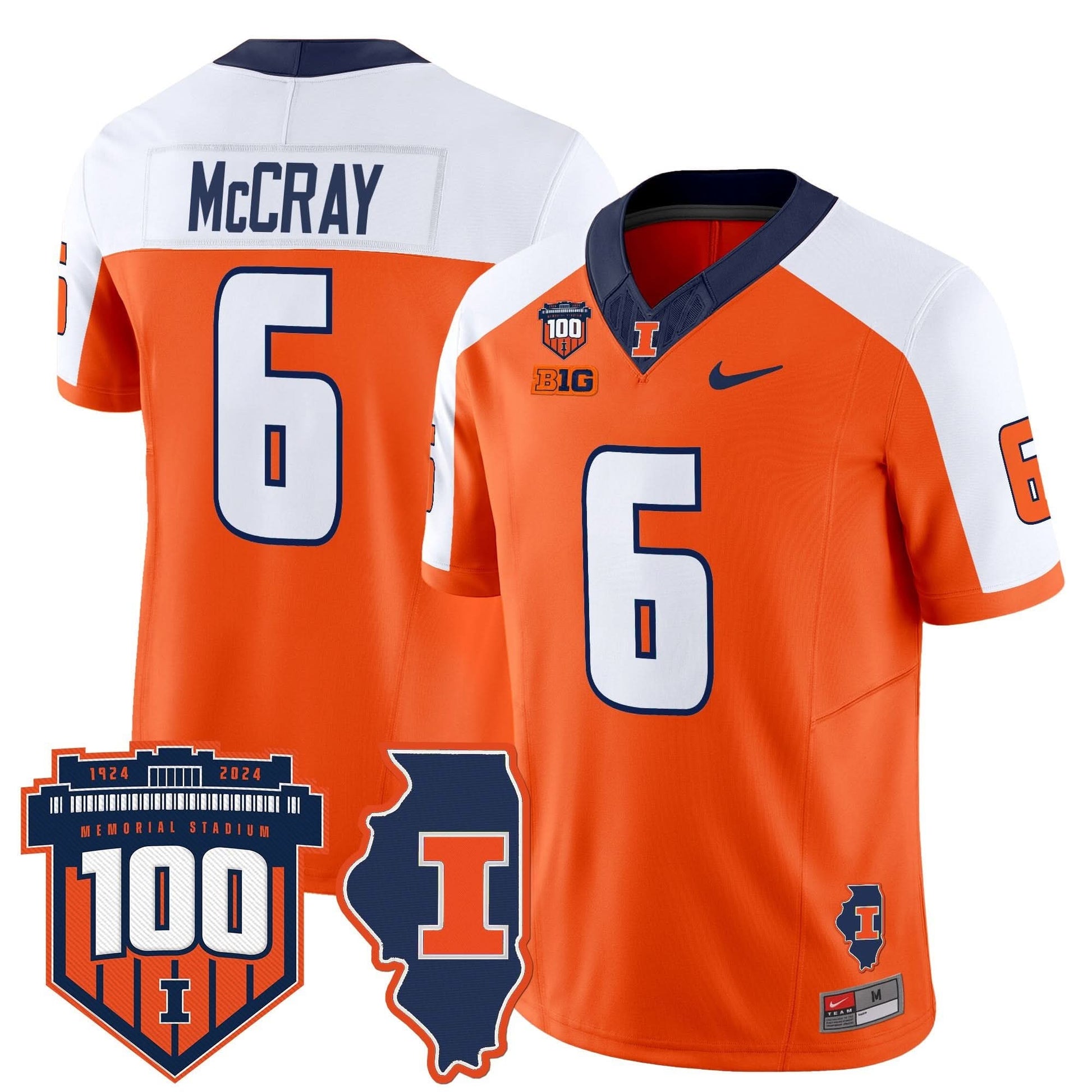 Men's Illinois Fighting Illini 100th Memorial Stadium Patch Vapor Limited Jersey - All Stitched