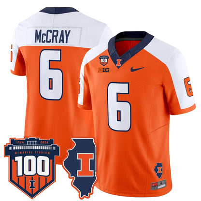 Men's Illinois Fighting Illini 100th Memorial Stadium Patch Vapor Limited Jersey - All Stitched