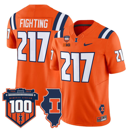 Men's Illinois Fighting Illini 100th Memorial Stadium Patch Vapor Limited Jersey - All Stitched