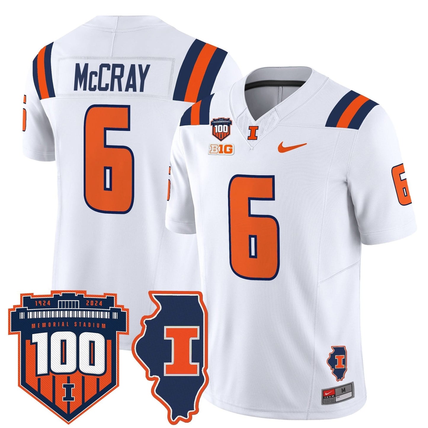 Men's Illinois Fighting Illini 100th Memorial Stadium Patch Vapor Limited Jersey - All Stitched