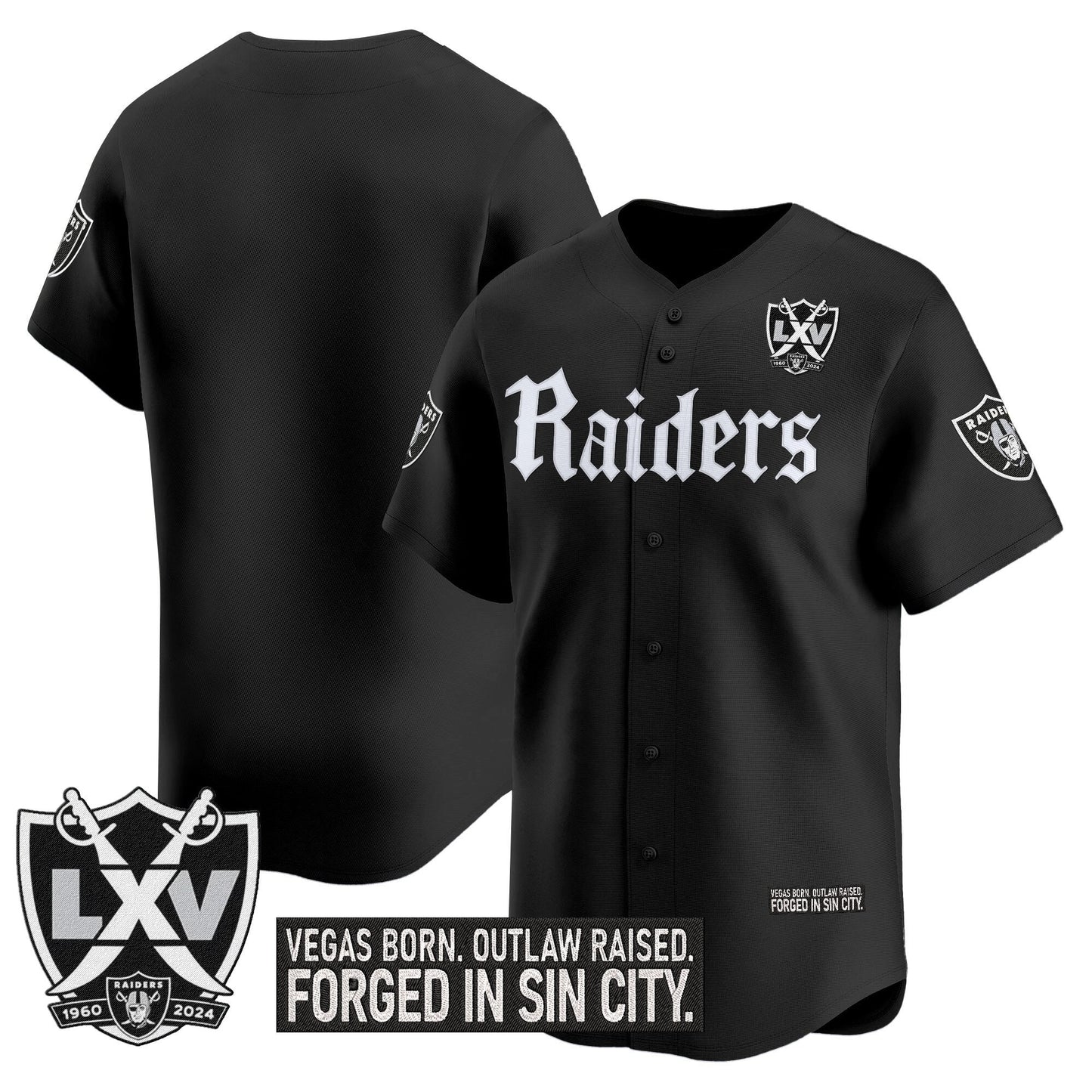Men's Las Vegas Raiders 'Gothic Sin City Shadows Edition' Vapor Baseball Jersey - All Stitched