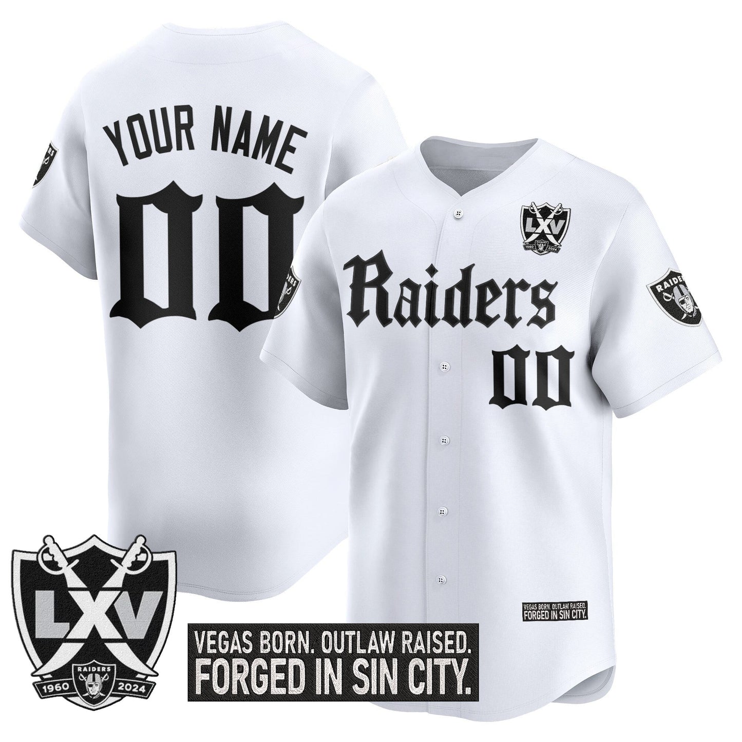 Las Vegas Raiders 'Gothic Sin City Shadows Edition' Vapor Baseball Custom Jersey - All Stitched