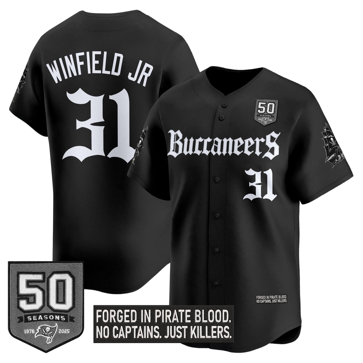 Men's Tampa Bay Buccaneers 'Gothic Pirate Shadows Edition' Vapor Baseball Jersey - All Stitched