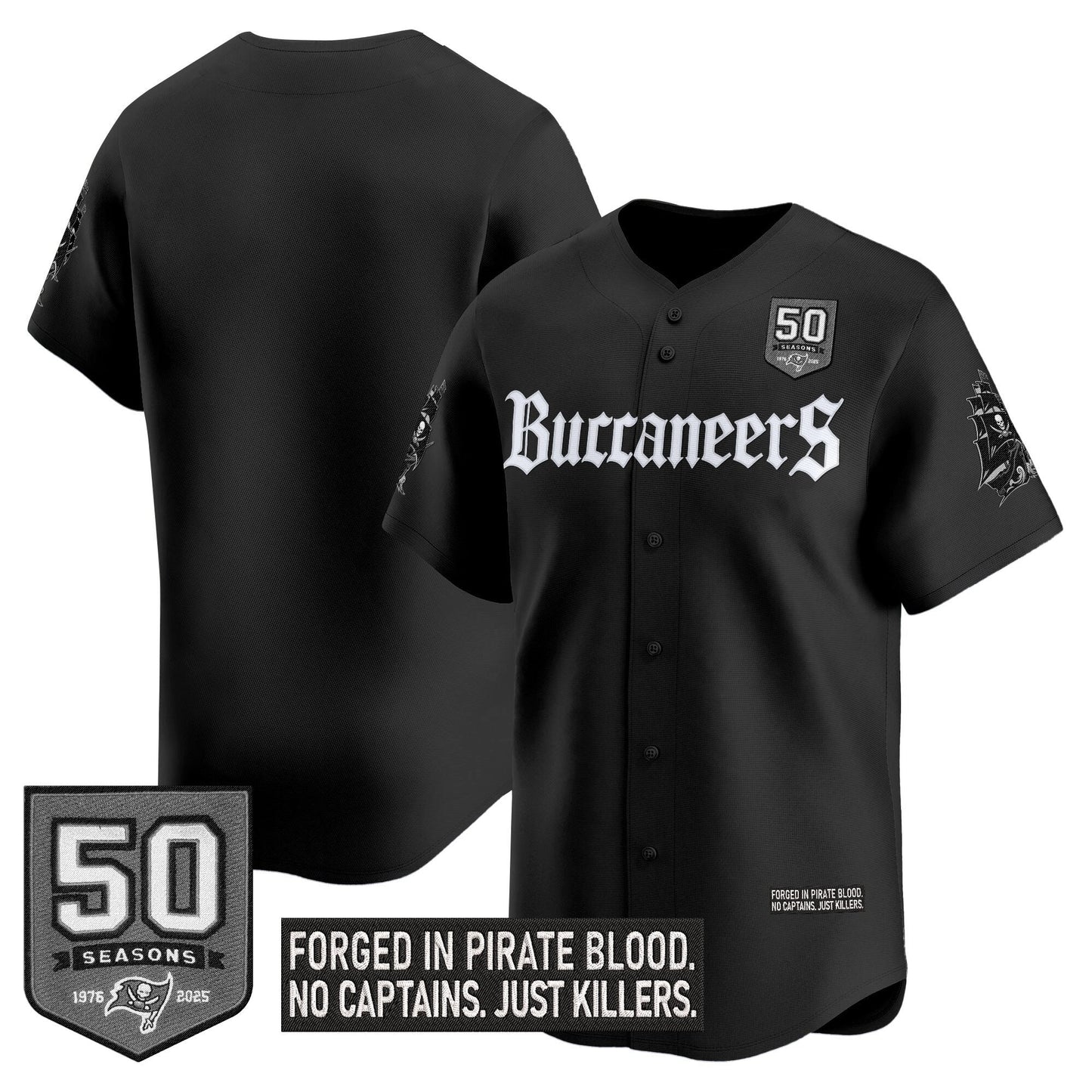 Men's Tampa Bay Buccaneers 'Gothic Pirate Shadows Edition' Vapor Baseball Jersey - All Stitched