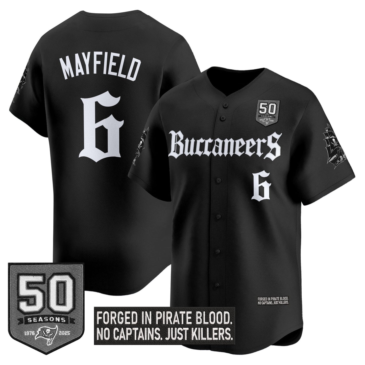 Men's Tampa Bay Buccaneers 'Gothic Pirate Shadows Edition' Vapor Baseball Jersey - All Stitched