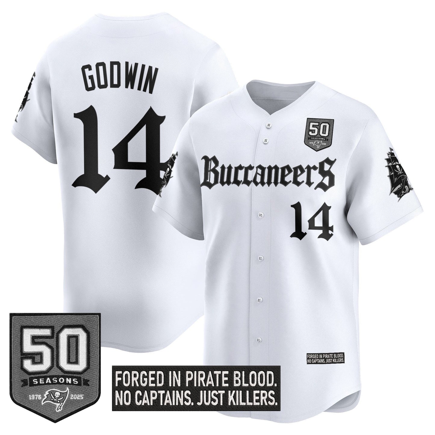 Men's Tampa Bay Buccaneers 'Gothic Pirate Shadows Edition' Vapor Baseball Jersey - All Stitched