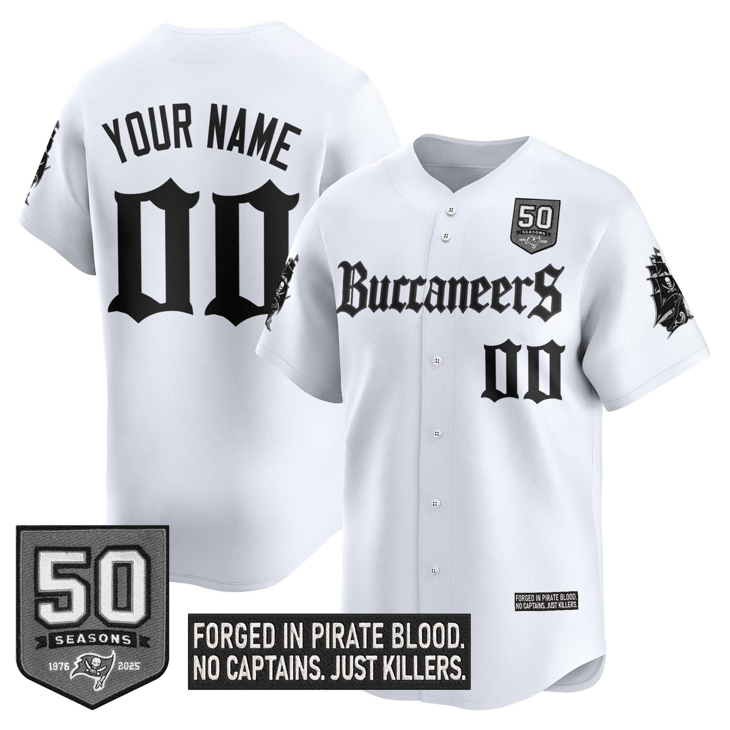 Tampa Bay Buccaneers 'Gothic Pirate Shadows Edition' Vapor Baseball Custom Jersey - All Stitched