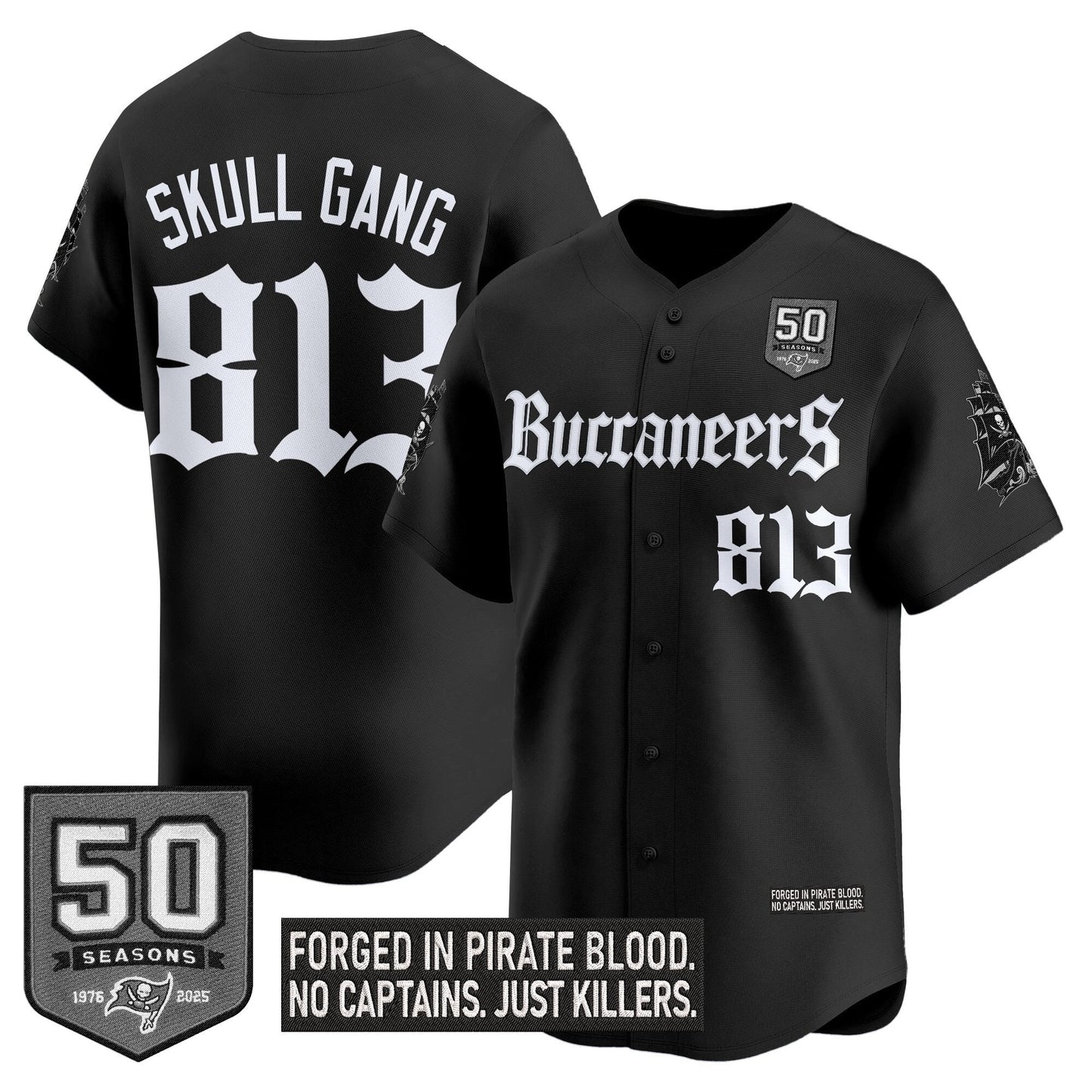 Men's Tampa Bay Buccaneers 'Gothic Pirate Shadows Edition' Vapor Baseball Jersey - All Stitched