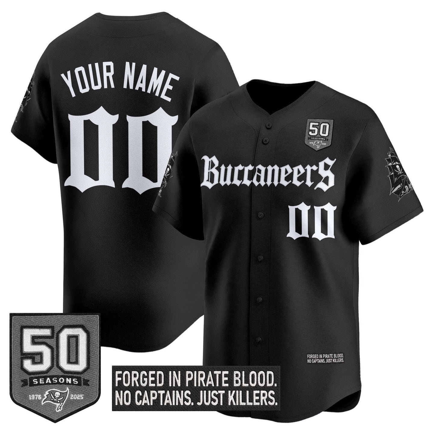 Tampa Bay Buccaneers 'Gothic Pirate Shadows Edition' Vapor Baseball Custom Jersey - All Stitched