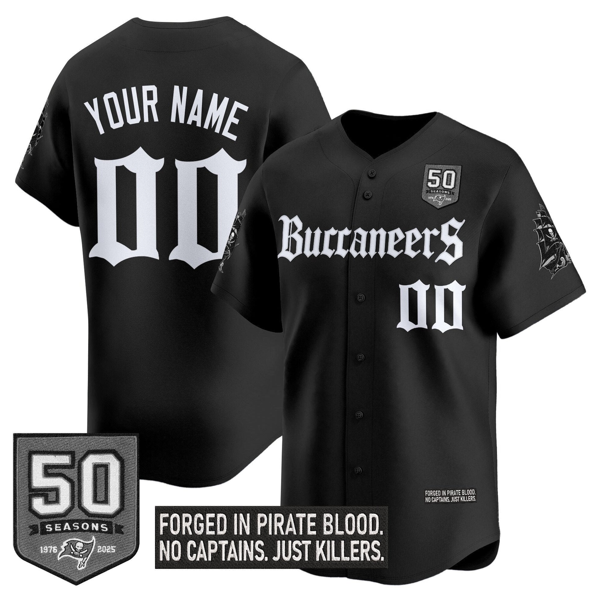 Tampa Bay Buccaneers 'Gothic Pirate Shadows Edition' Vapor Baseball Custom Jersey - All Stitched