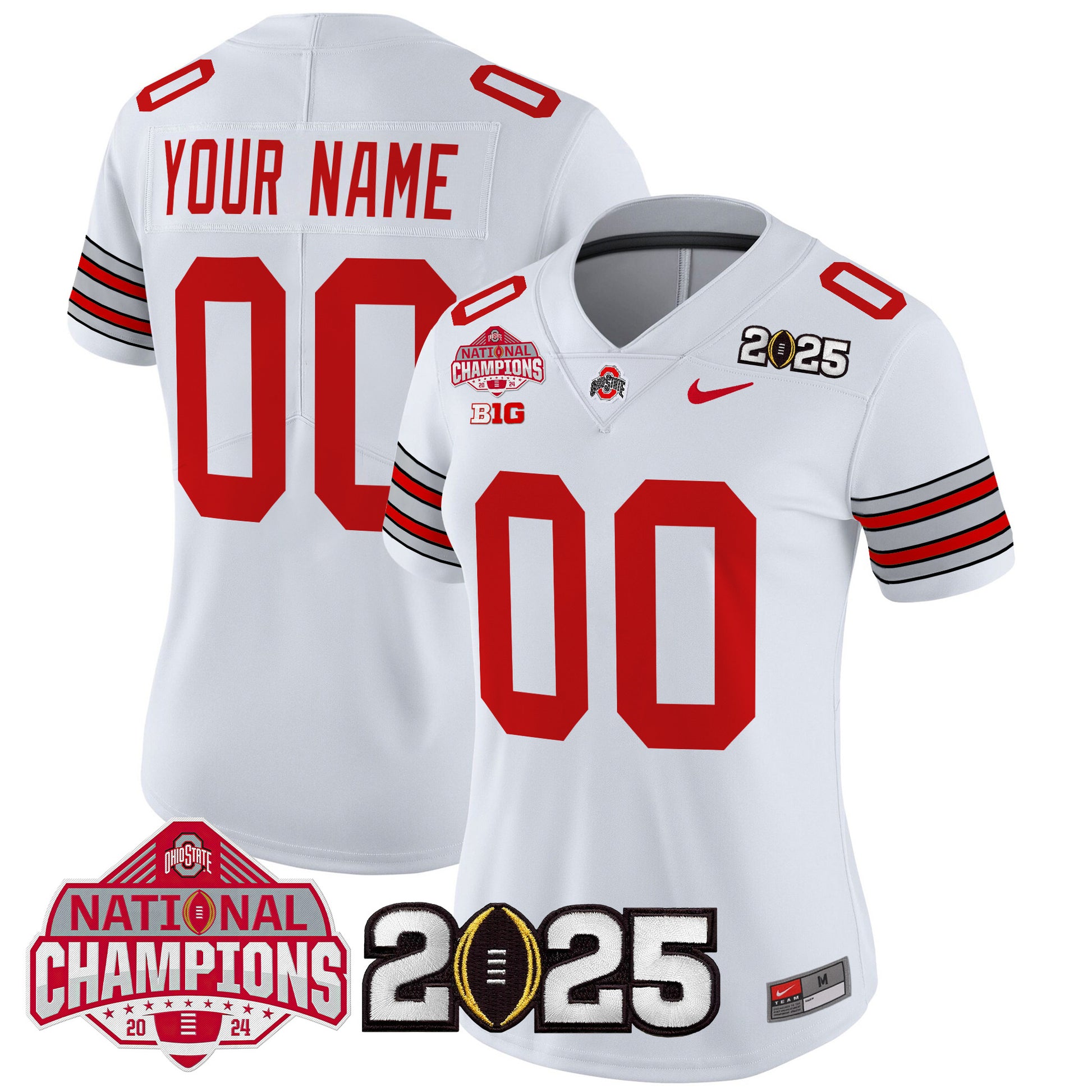 Ohio State Buckeyes 'Heritage Stripe' 2025 National Champions Patch Vapor Limited Custom Jersey - Stitched