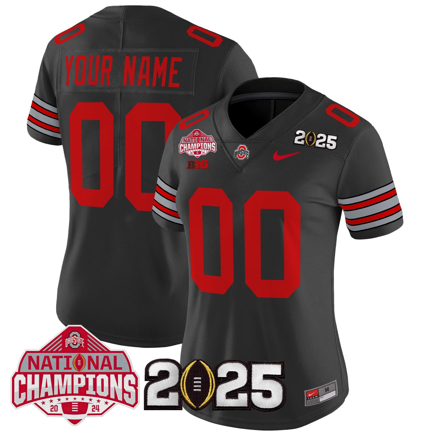 Ohio State Buckeyes 'Heritage Stripe' 2025 National Champions Patch Vapor Limited Custom Jersey - Stitched