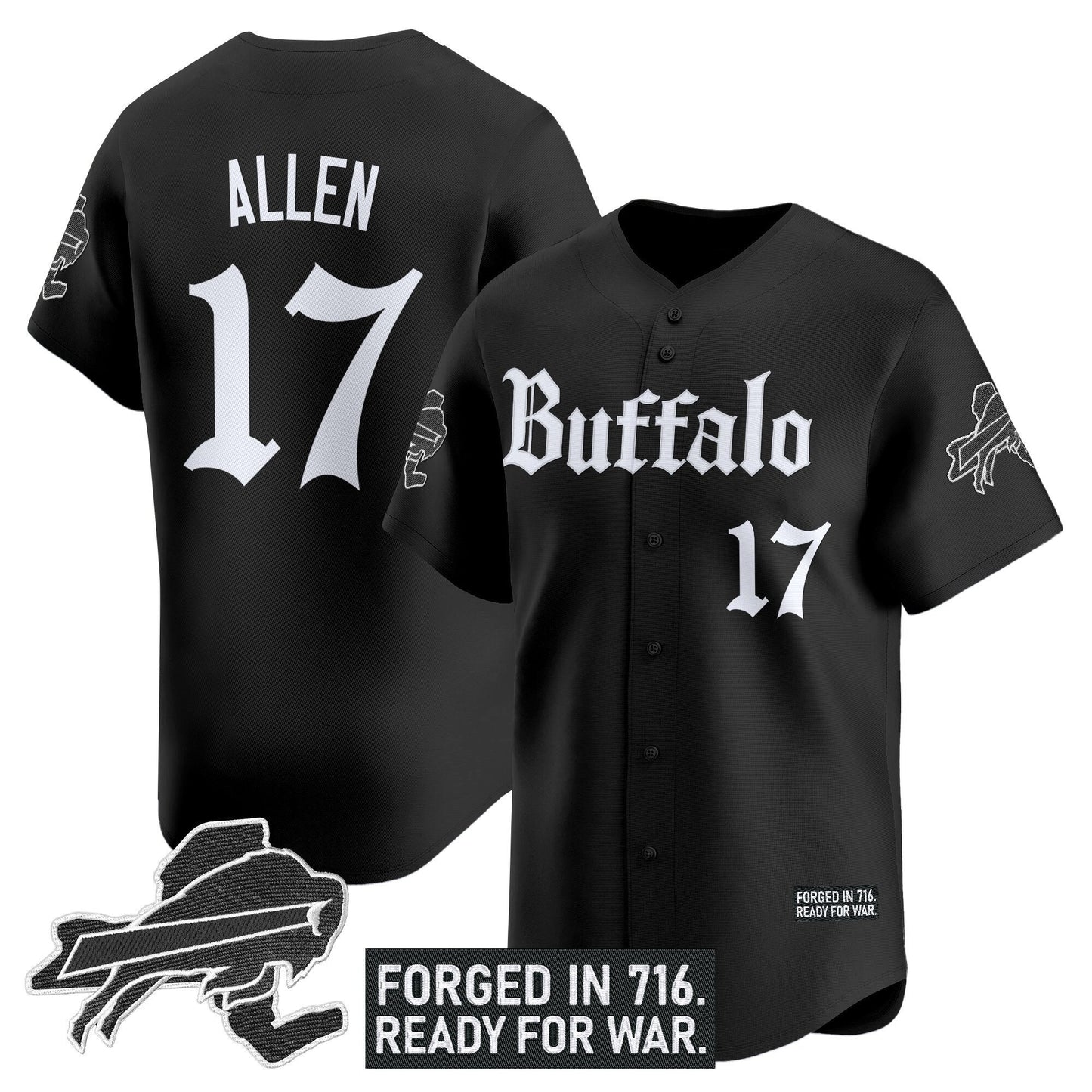 Men's Buffalo Bills 'Gothic Cold Front Edition' Vapor Baseball Jersey - All Stitched