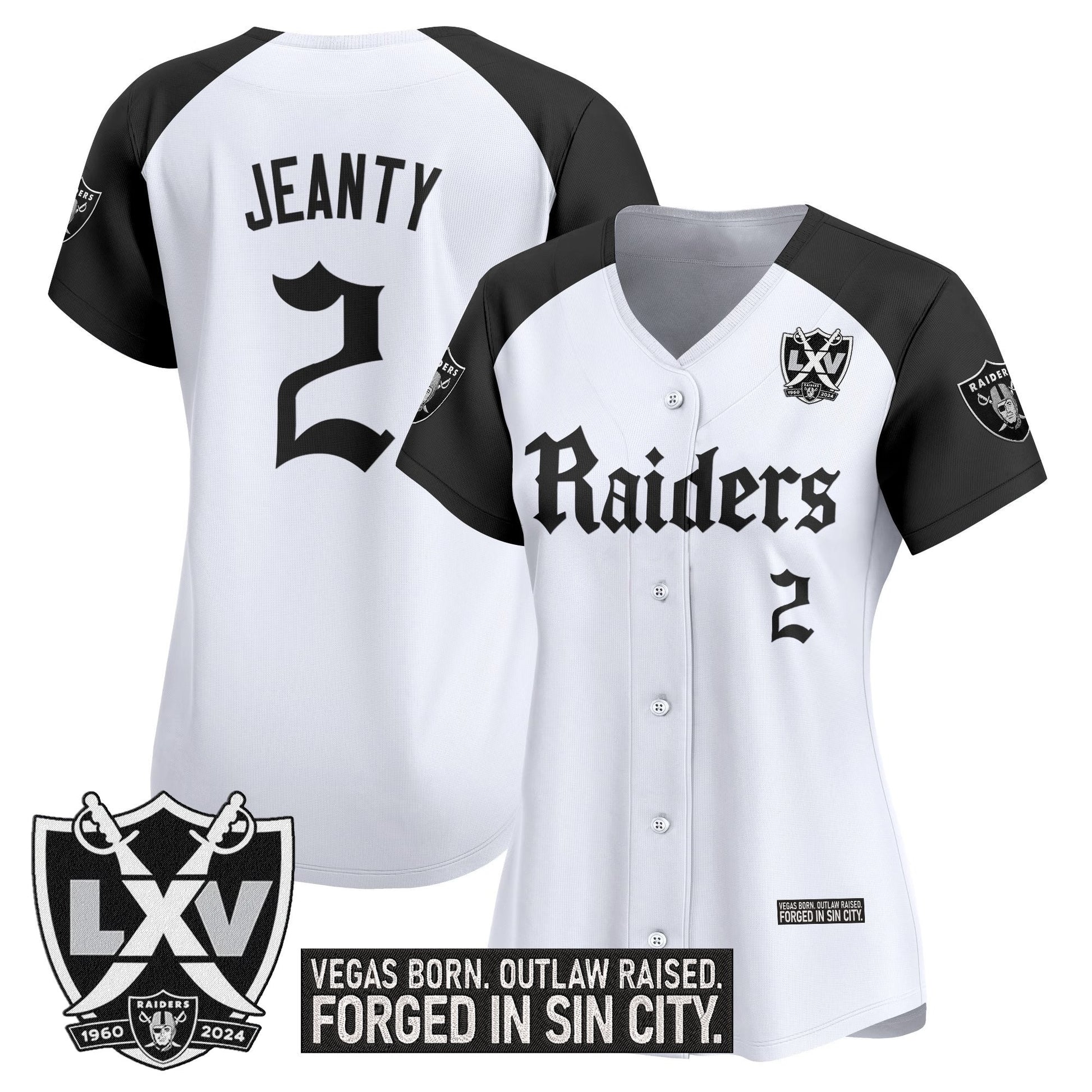 Women's Las Vegas Raiders 'Gothic Sin City Shadows Edition' Vapor Baseball Jersey - All Stitched