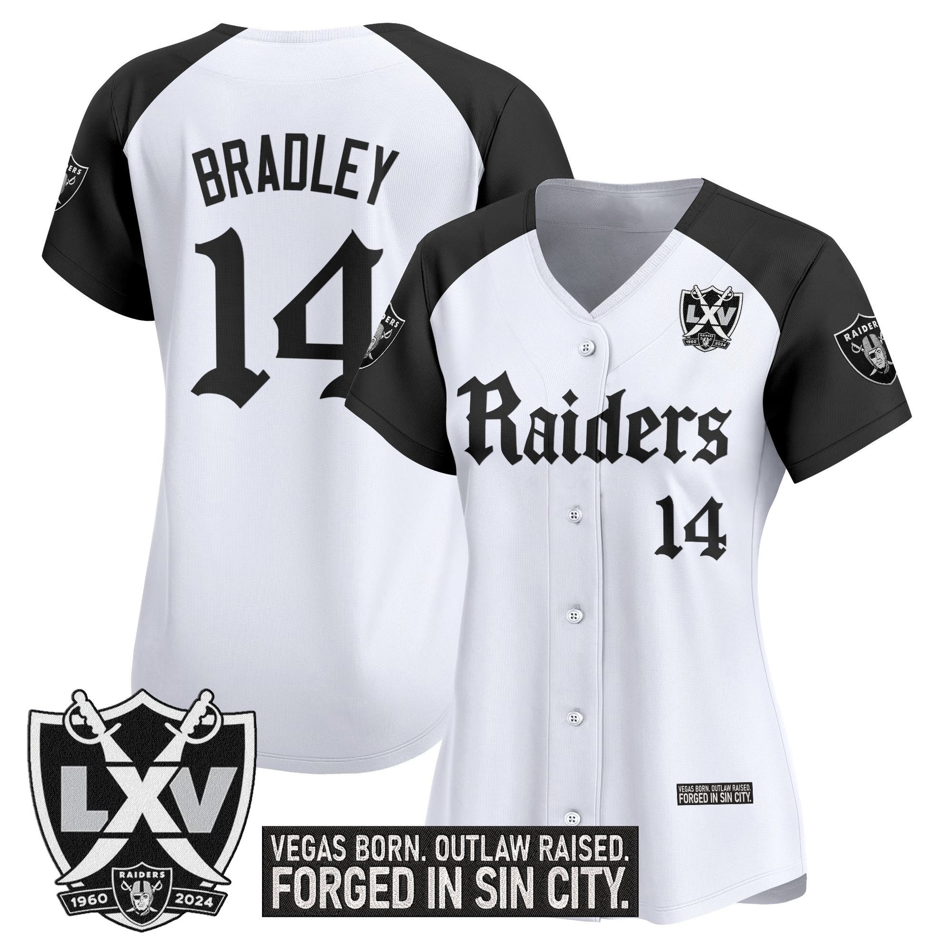 Women's Las Vegas Raiders 'Gothic Sin City Shadows Edition' Vapor Baseball Jersey - All Stitched