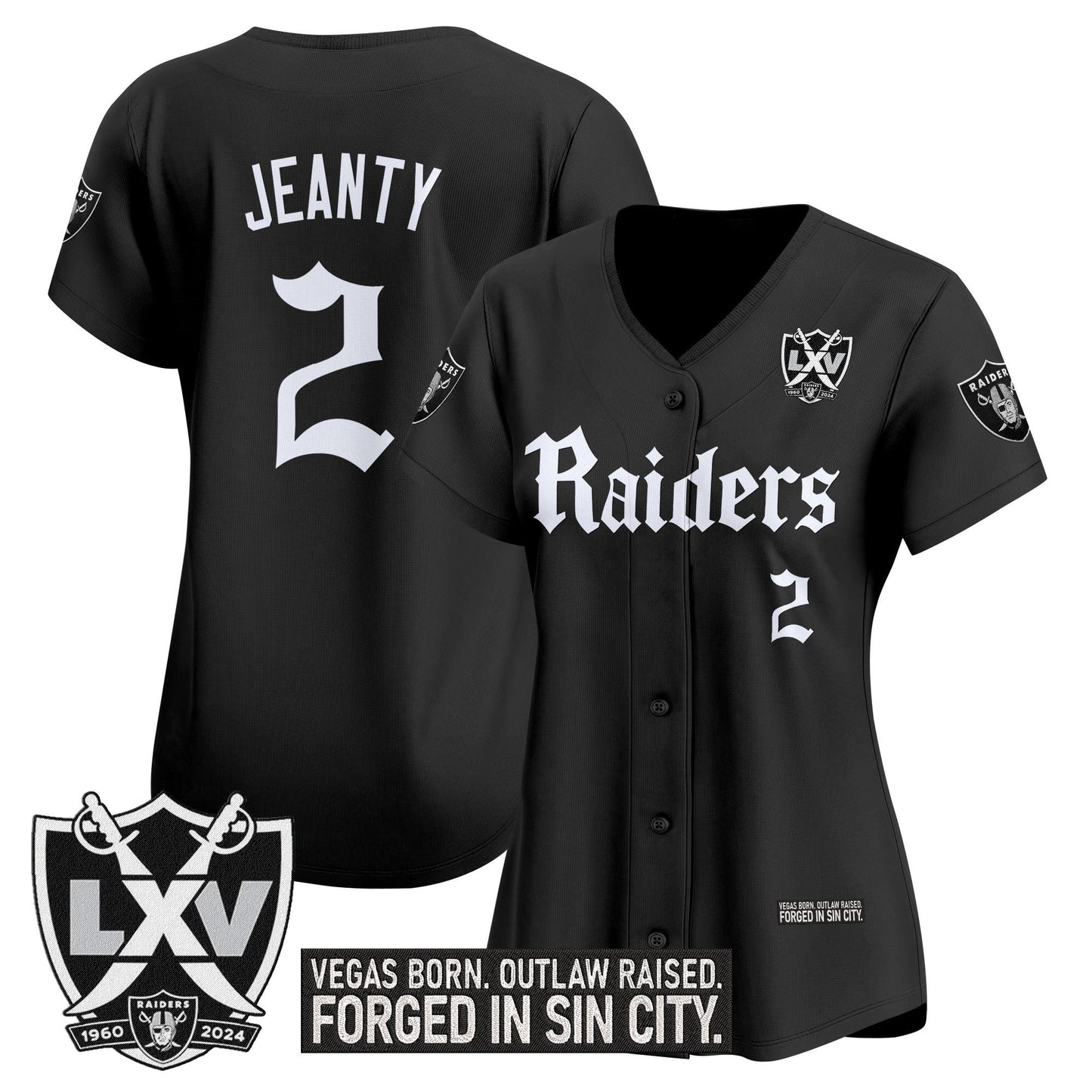 Women's Las Vegas Raiders 'Gothic Sin City Shadows Edition' Vapor Baseball Jersey - All Stitched