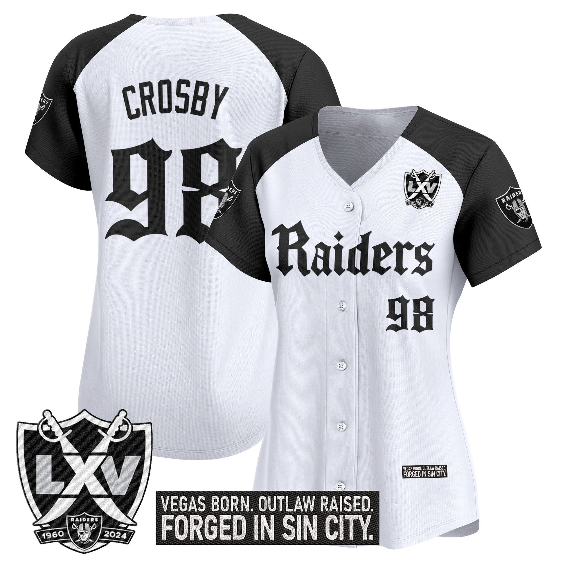 Women's Las Vegas Raiders 'Gothic Sin City Shadows Edition' Vapor Baseball Jersey - All Stitched