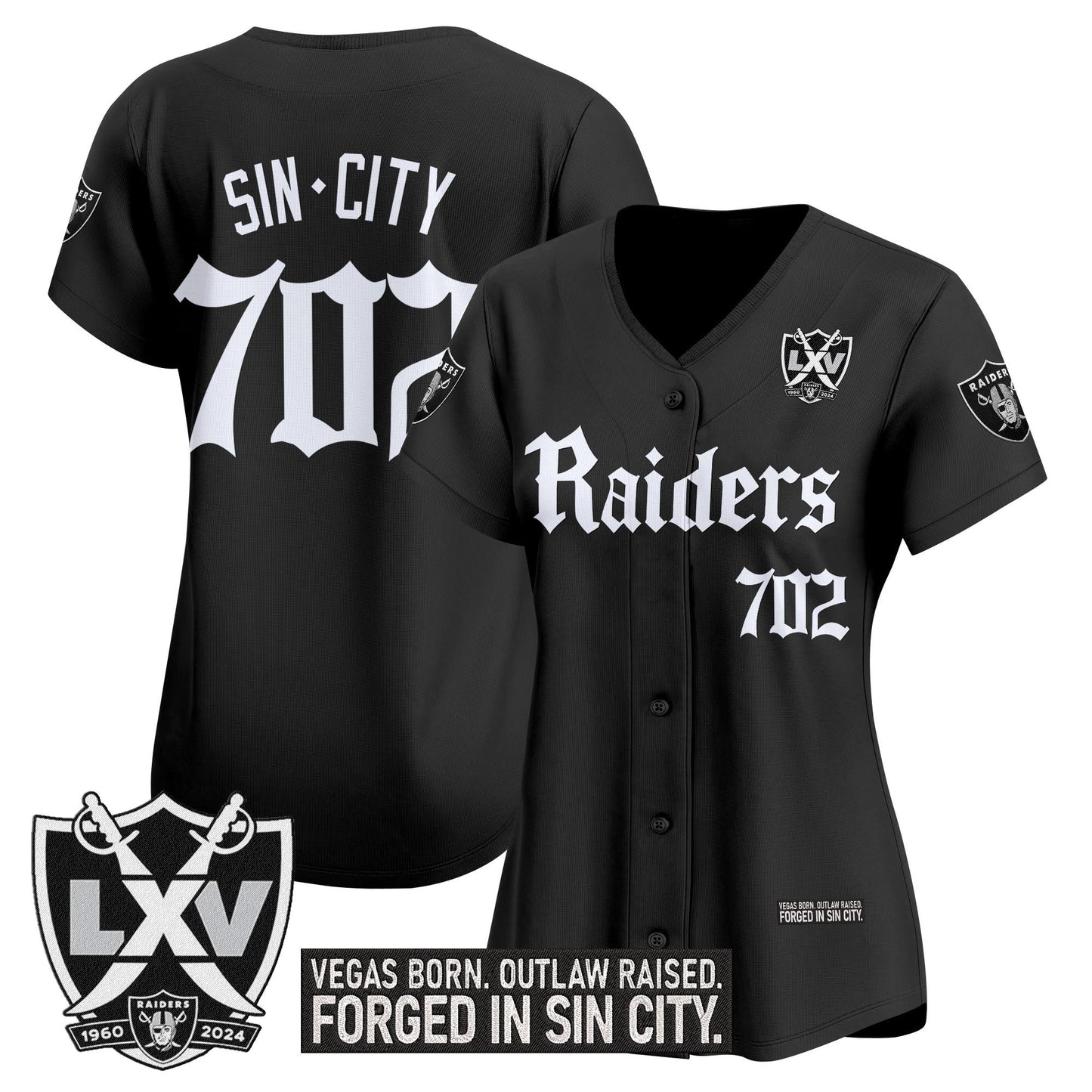 Women's Las Vegas Raiders 'Gothic Sin City Shadows Edition' Vapor Baseball Jersey - All Stitched