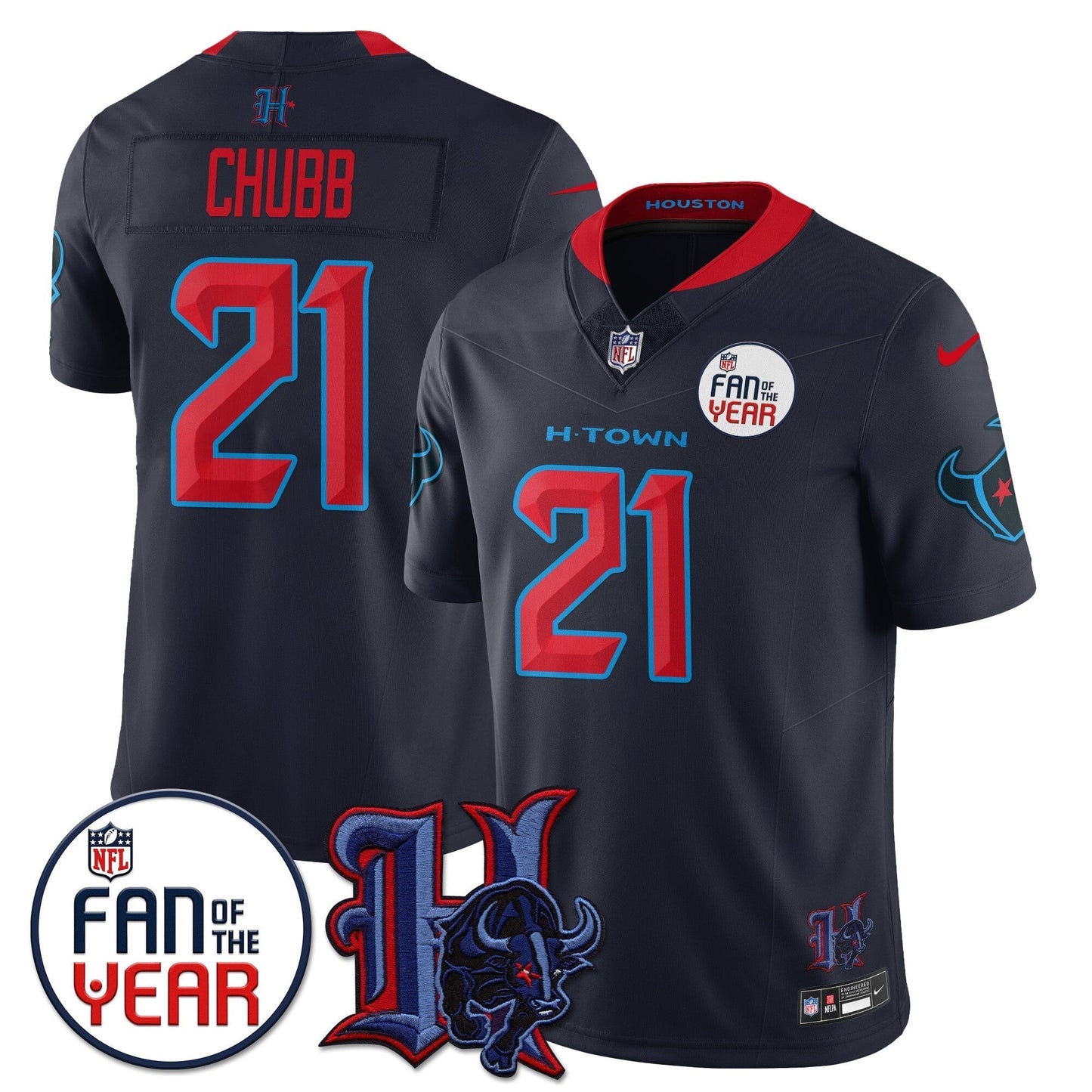 Men's Houston Texans "Fan Of The Year" Jersey - All Stitched