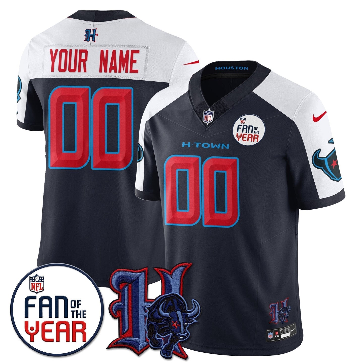 Men's Houston Texans "Fan Of The Year" Jersey - All Stitched