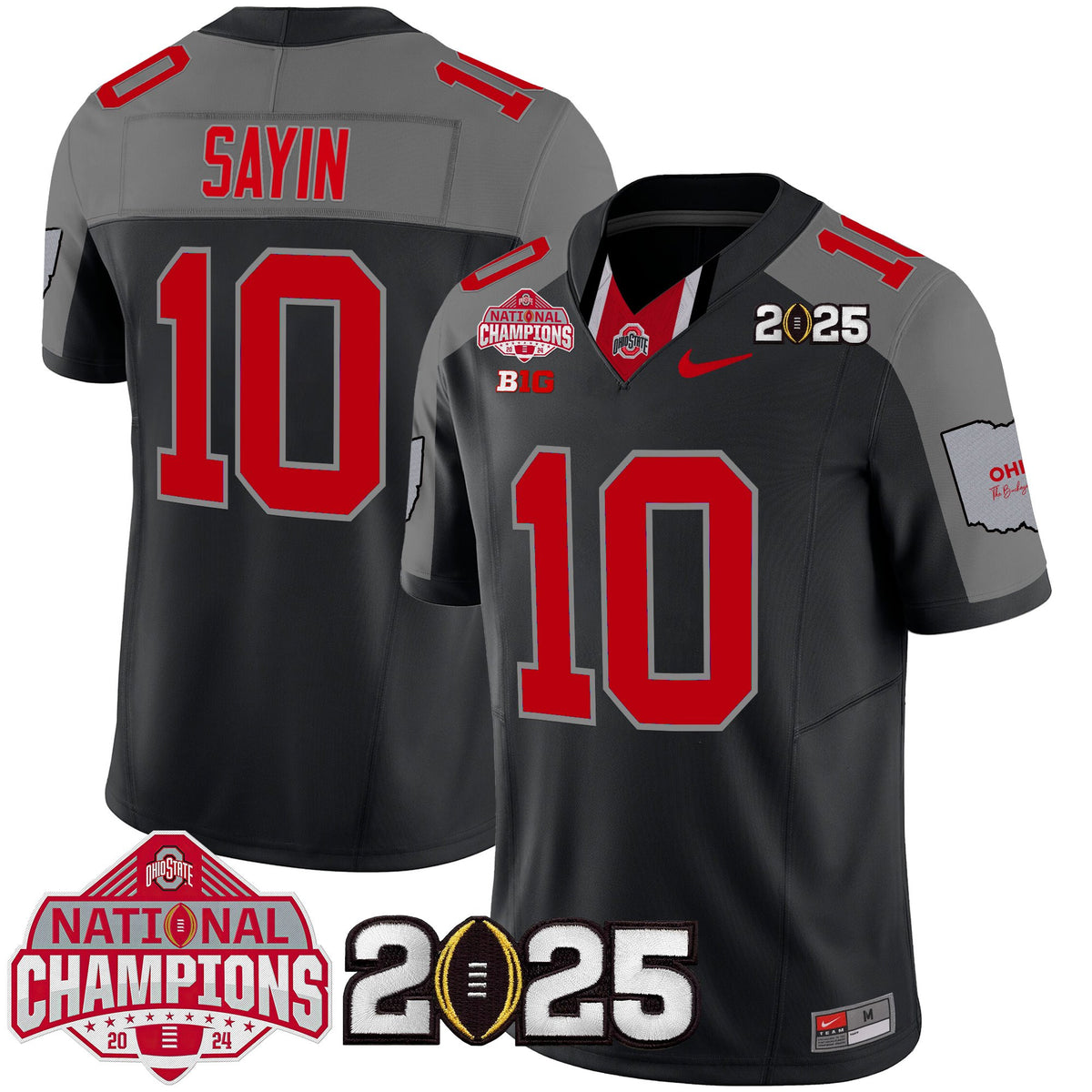 Ohio State Buckeyes National Champions Patch Vapor Limited Jersey - Stitched