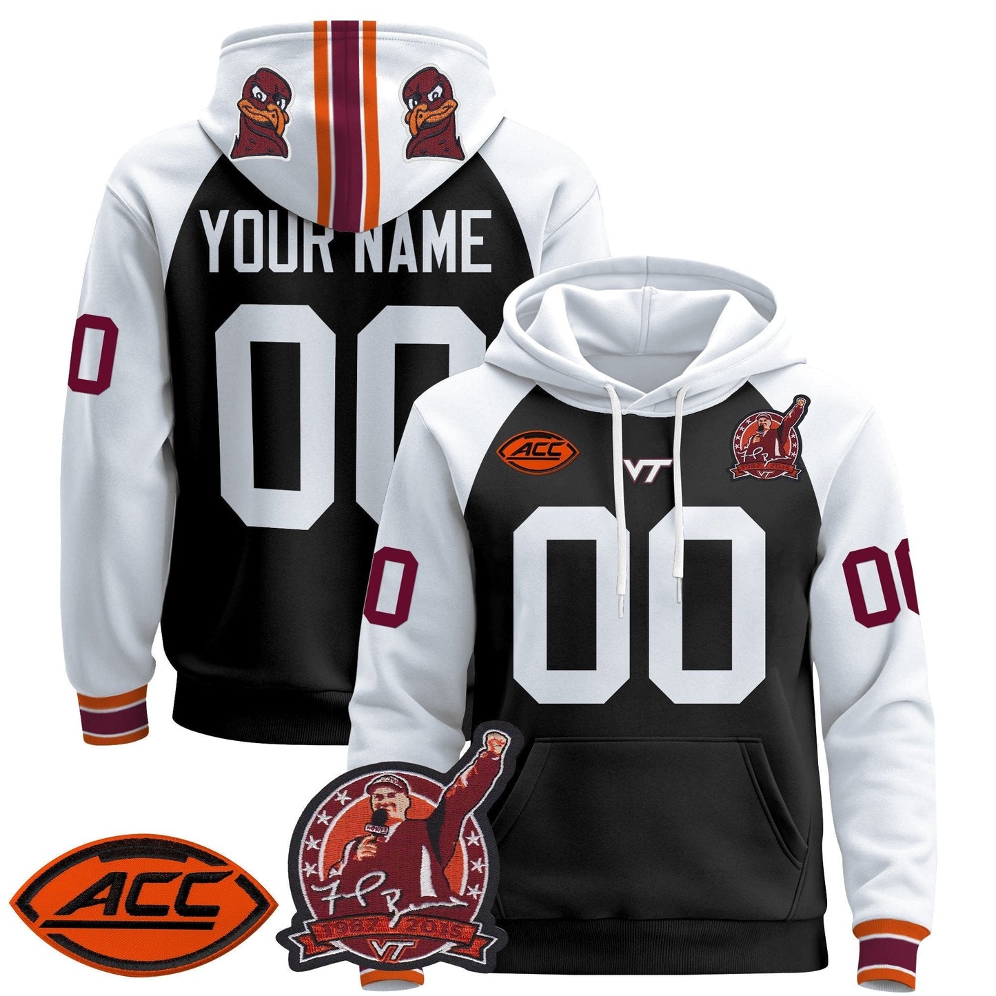 Virginia Tech Hokies 2025 'Coach Frank Beamer Patch' Premium Custom Pullover Hoodie