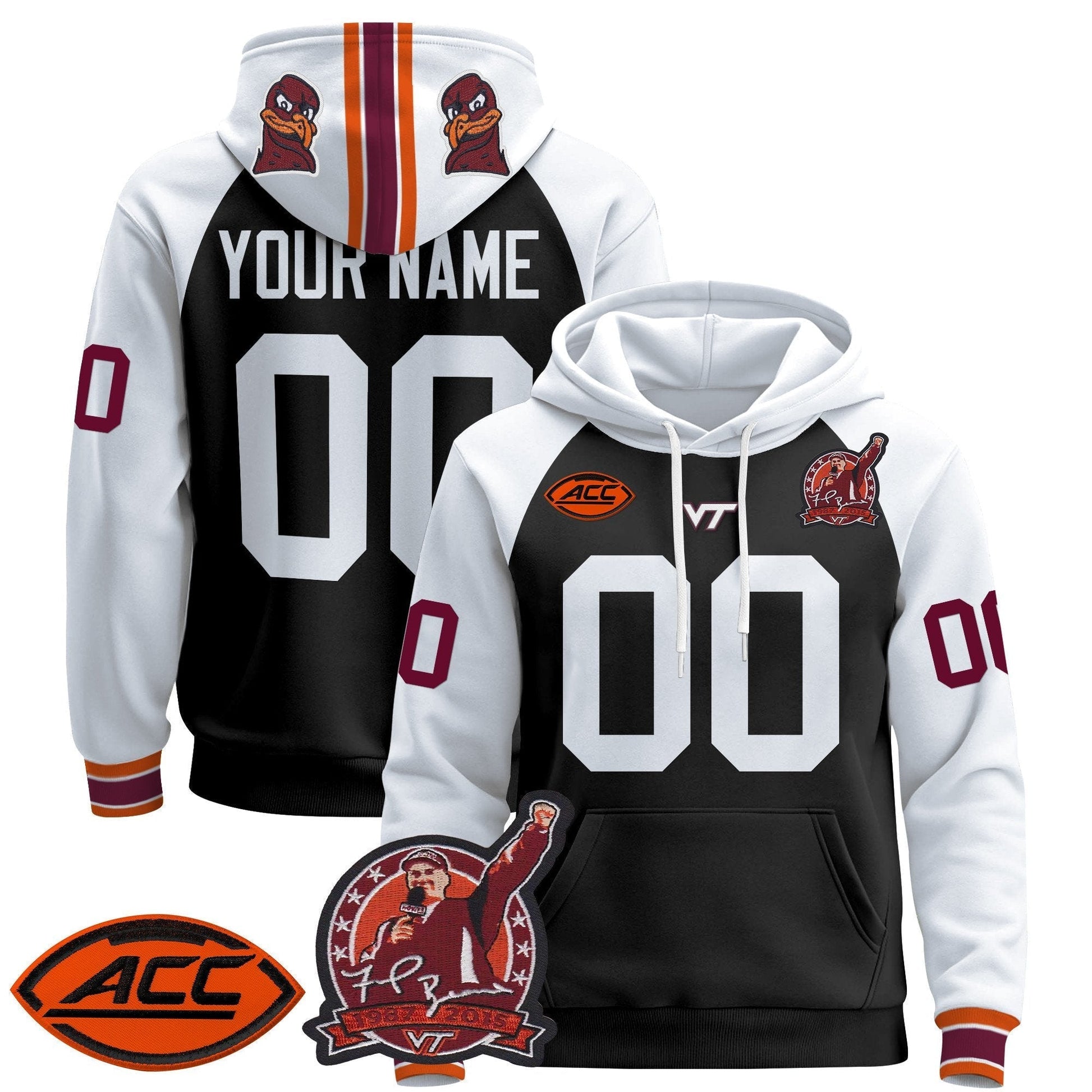 Virginia Tech Hokies 2025 'Coach Frank Beamer Patch' Premium Custom Pullover Hoodie