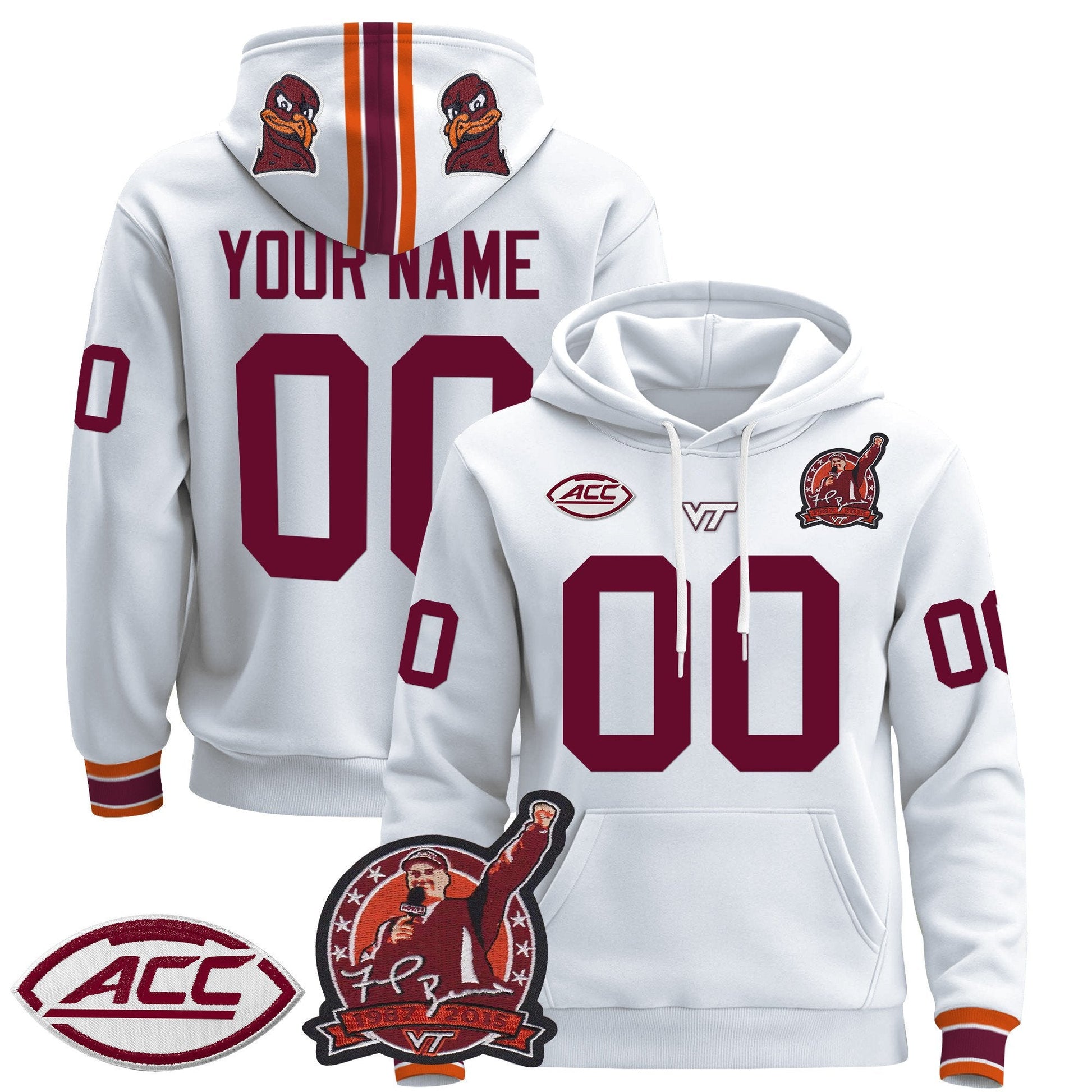 Virginia Tech Hokies 2025 'Coach Frank Beamer Patch' Premium Custom Pullover Hoodie