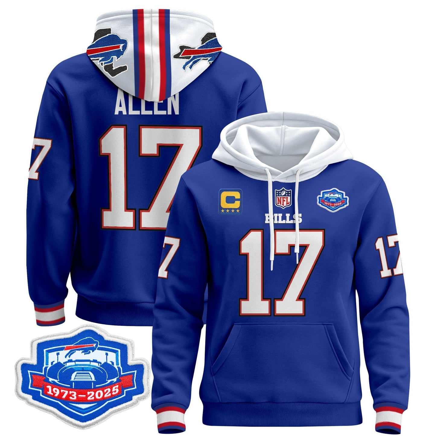 Men's Buffalo Bills 2025 Farewell Season Patch Pullover Hoodie - All Stitched