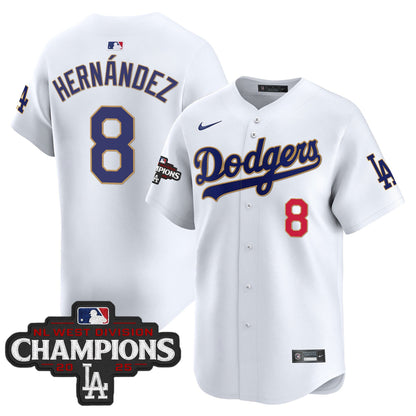 Men's Dodgers 2025 NL West Division Champions Patch Gold Trim Vapor Premier Limited Jersey - All Stitched