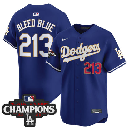 Men's Dodgers 2025 NL West Division Champions Patch Gold Trim Vapor Premier Limited Jersey - All Stitched