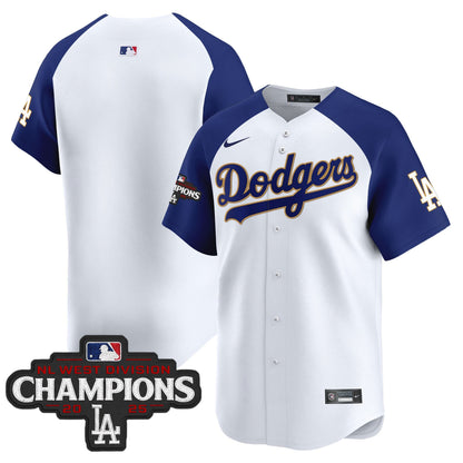 Men's Dodgers 2025 NL West Division Champions Patch Gold Trim Vapor Premier Limited Jersey - All Stitched