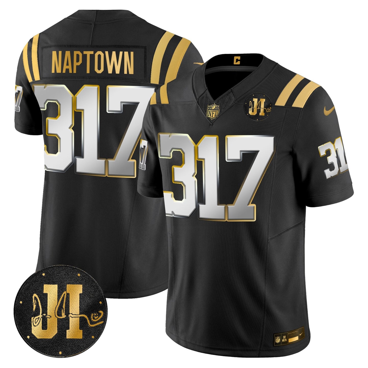 Men's Indianapolis Colts 2025 Jim Irsay Patch Gold Vapor Limited Jersey - All Stitched