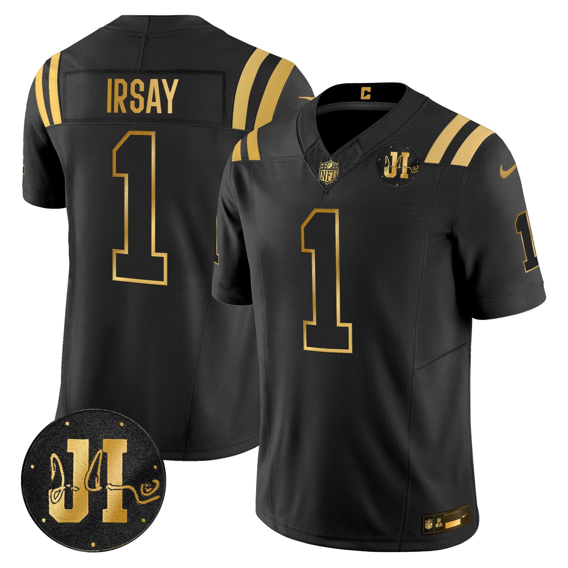 Men's Indianapolis Colts 2025 Jim Irsay Patch Gold Vapor Limited Jersey - All Stitched
