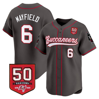 Men's Tampa Bay Buccaneers 50th Season Patch Vapor Baseball Jersey - All Stitched