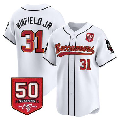 Men's Tampa Bay Buccaneers 50th Season Patch Vapor Baseball Jersey - All Stitched
