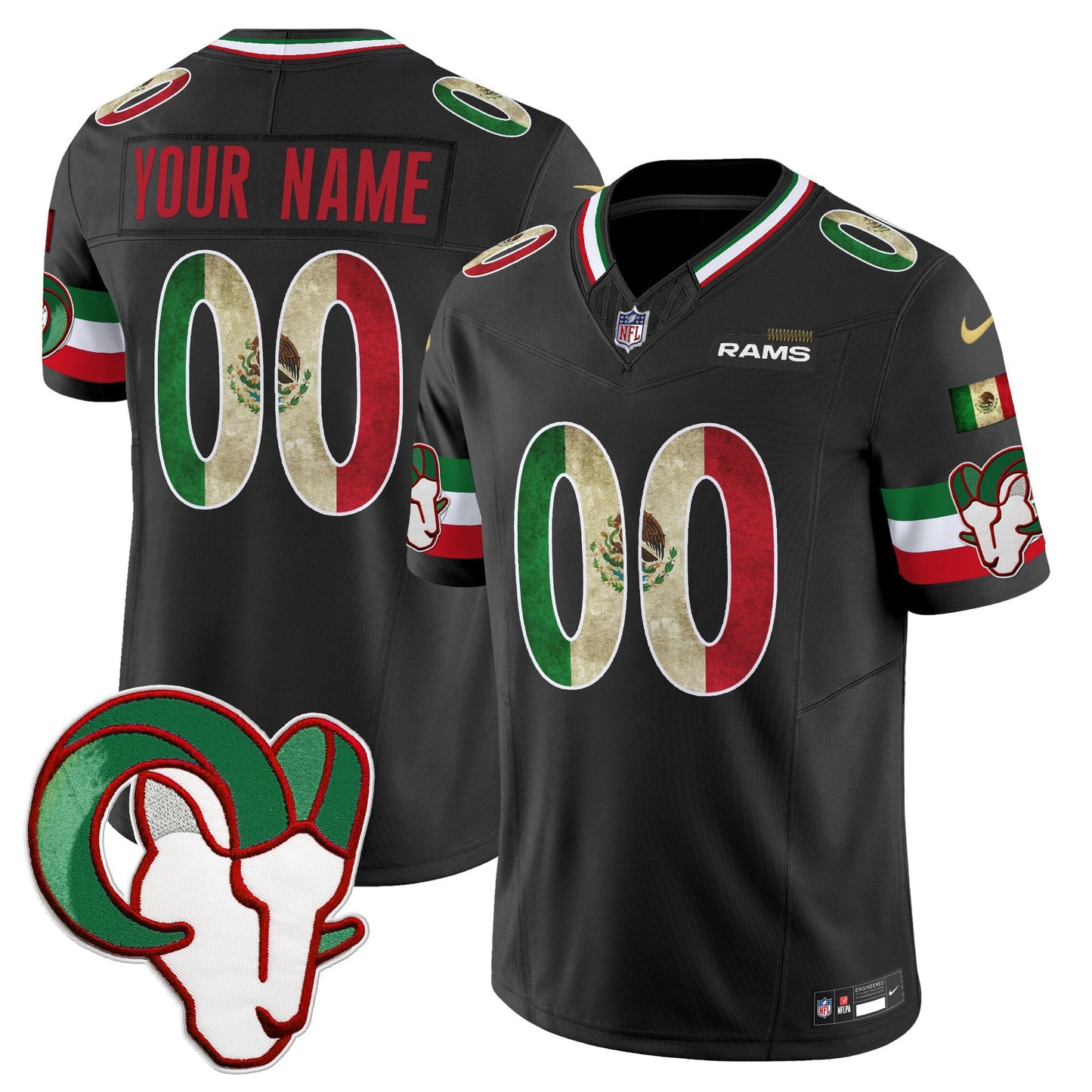 Los Angeles Rams 2025 Mexico Vapor Limited Custom Jersey - All Stitched