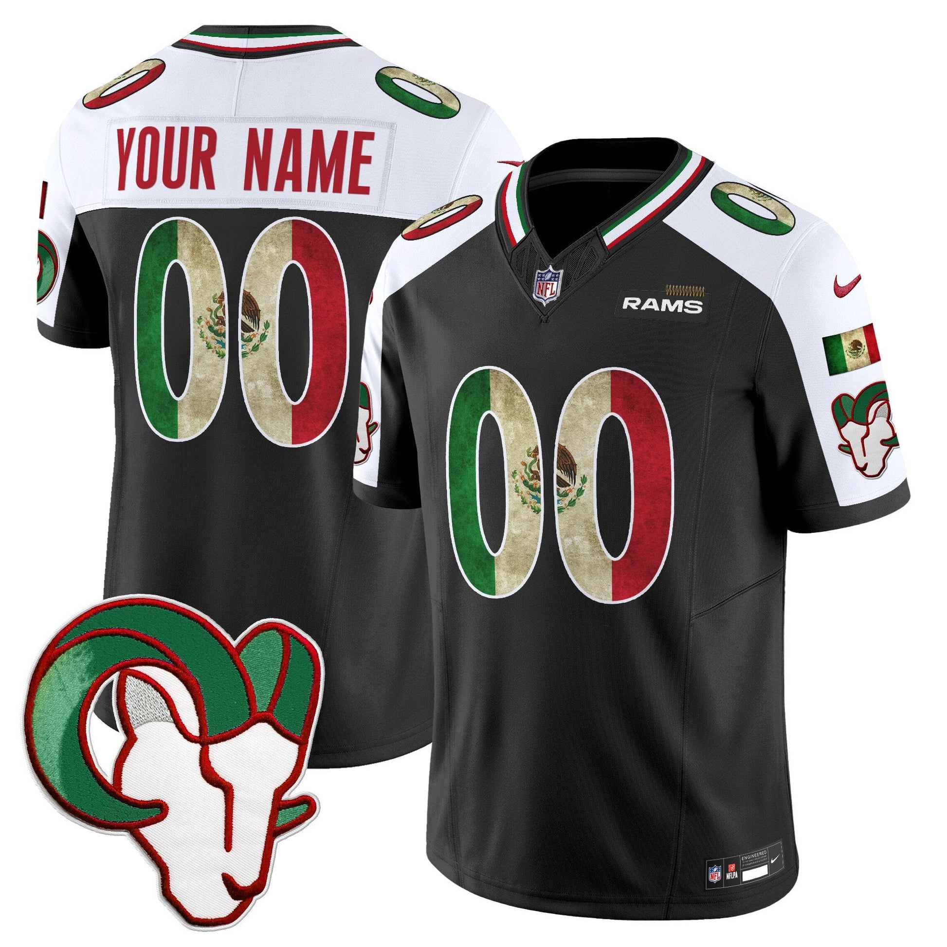 Los Angeles Rams 2025 Mexico Vapor Limited Custom Jersey - All Stitched