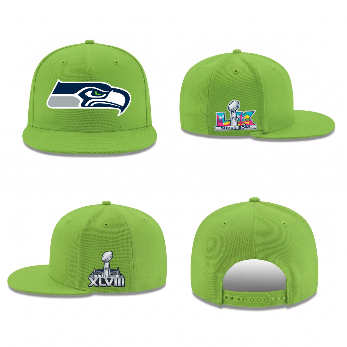 SEA Super Bowl Champions Snapback Cap - Printed V1