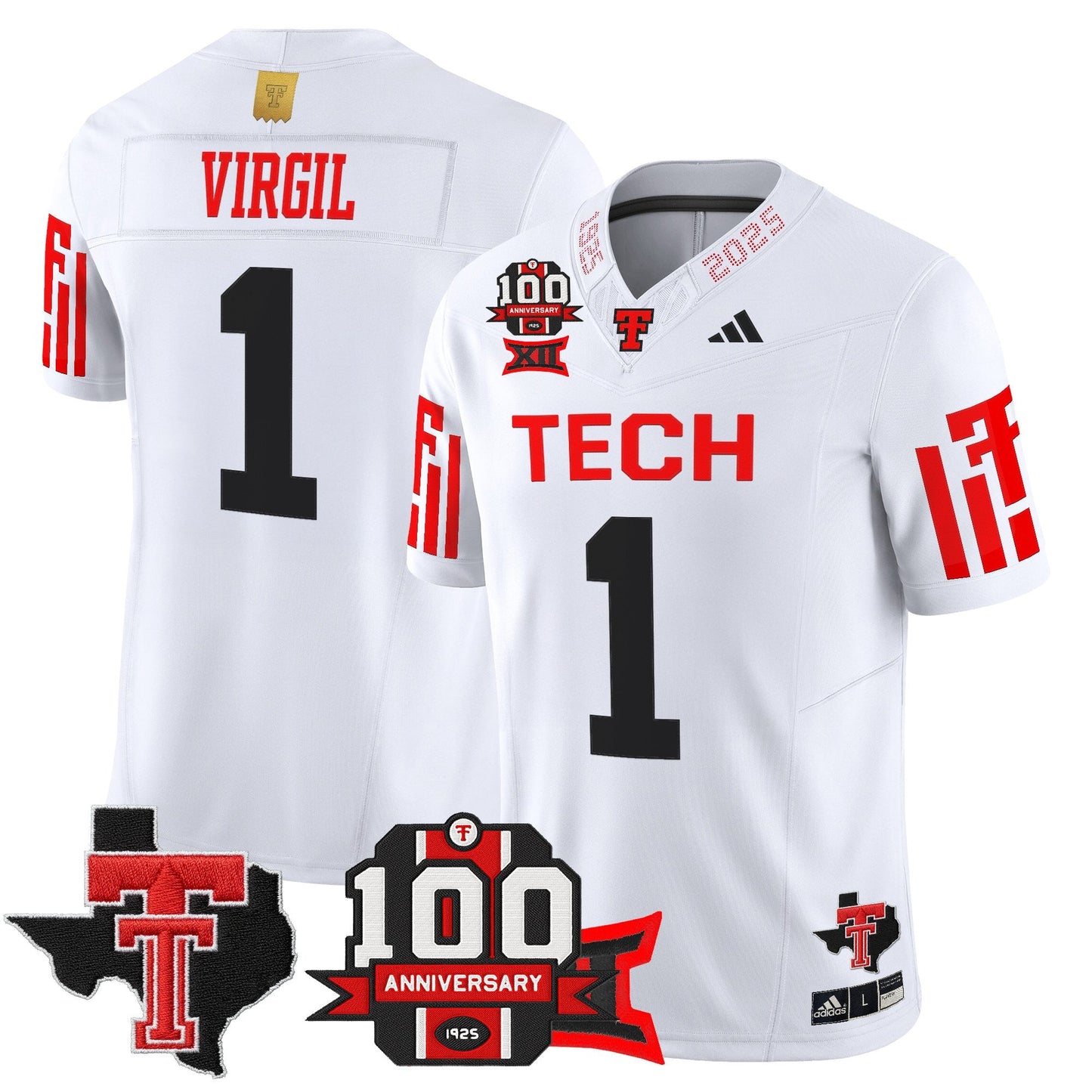 Men's Texas Tech Red Raiders 2025 Vapor Limited Jersey - 100th Anniversary & Texas Patch - All Stitched