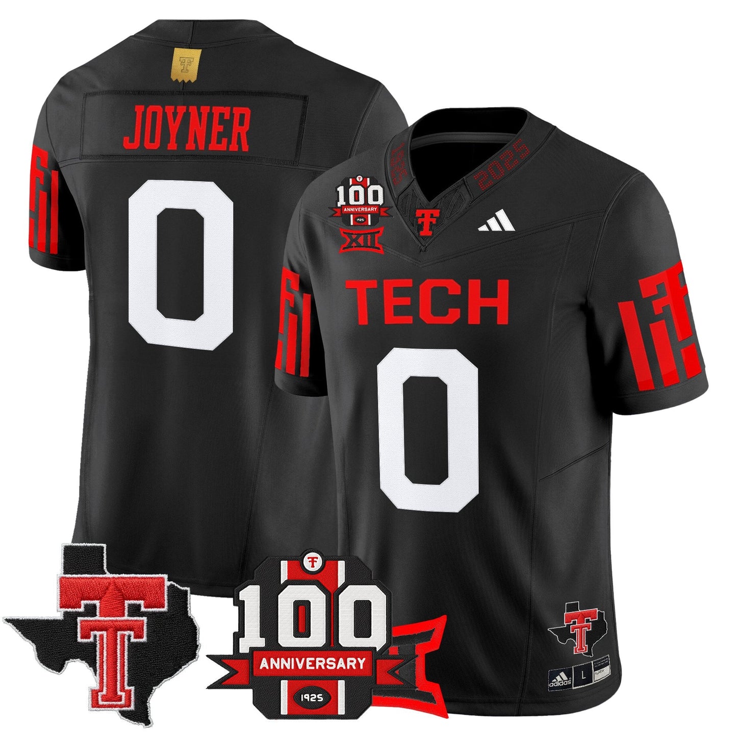 Men's Texas Tech Red Raiders 2025 Vapor Limited Jersey - 100th Anniversary & Texas Patch - All Stitched