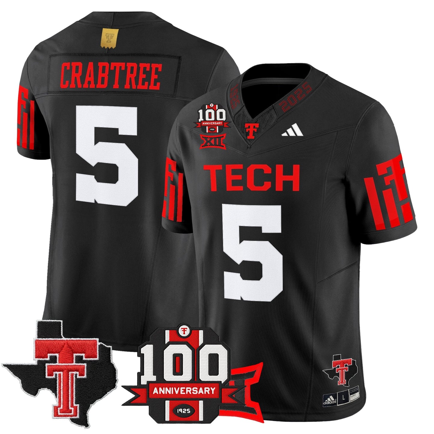 Men's Texas Tech Red Raiders 2025 Vapor Limited Jersey - 100th Anniversary & Texas Patch - All Stitched
